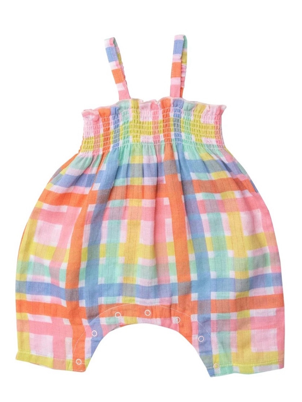 Angel Dear Colorful Plaid Muslin Cotton Romper